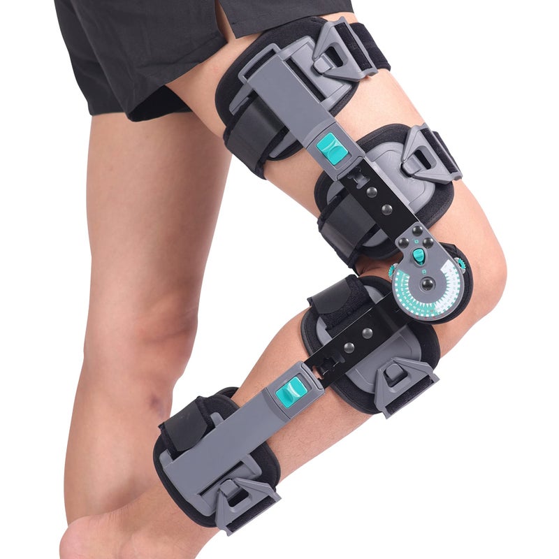 DOUKOM Hinged Knee Brace Post Op ROM Adjustable Recovery Support for ACL PCL MCL Meniscus Tear Arthritis Orthopedic Guard Immobilizer StabilizerOne Size